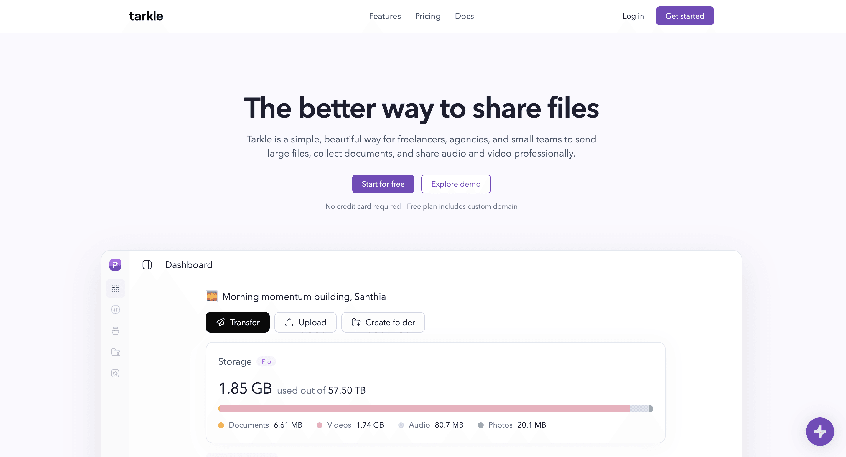 Tarkle is the best lifetime cloud storage and file sharing software for freelancers, agencies, and small teams.